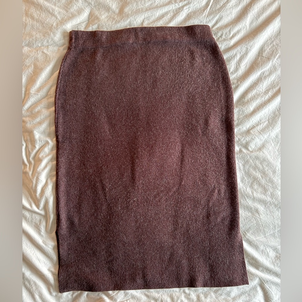 Cyrus Rich Red/Brown Knit Midi Skirt